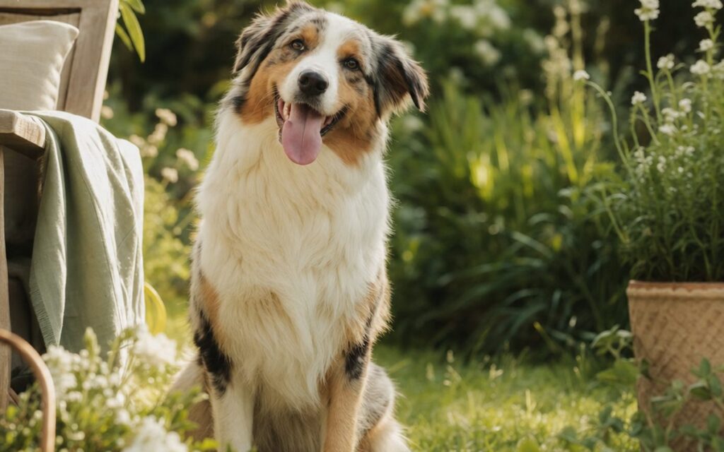 Chien joyeux dans le jardin