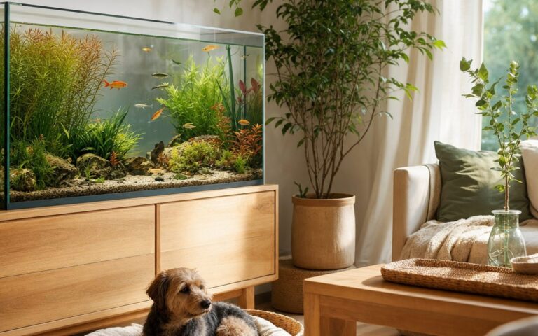 Salon lumineux avec aquarium